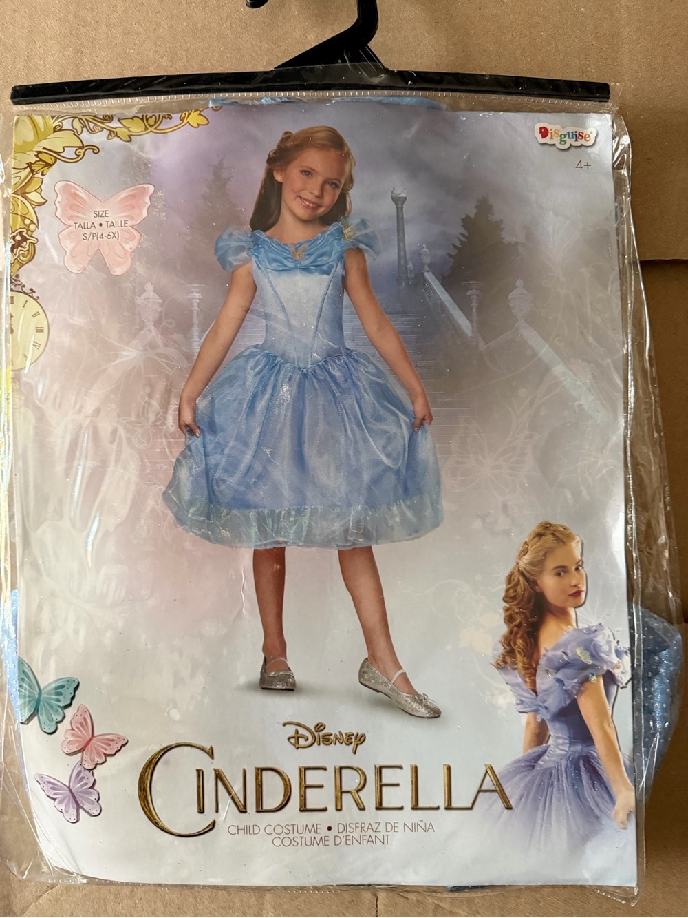Disney Cinderella Light Blue Sparkle Princess Dress 4-6x